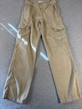 Mango Cargo Pants Women’s M Khaki Beige Cotton Utility Pockets Casual